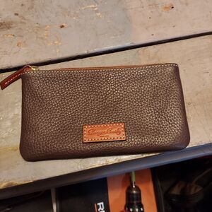 Dooney & Bourke Brown Pebbled Leather Zip Wallet